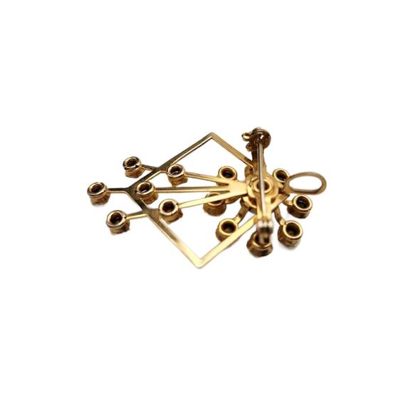 Art Deco Clear and Blue Crystal Spray Brooch, 2" Long - Picture 3 of 9